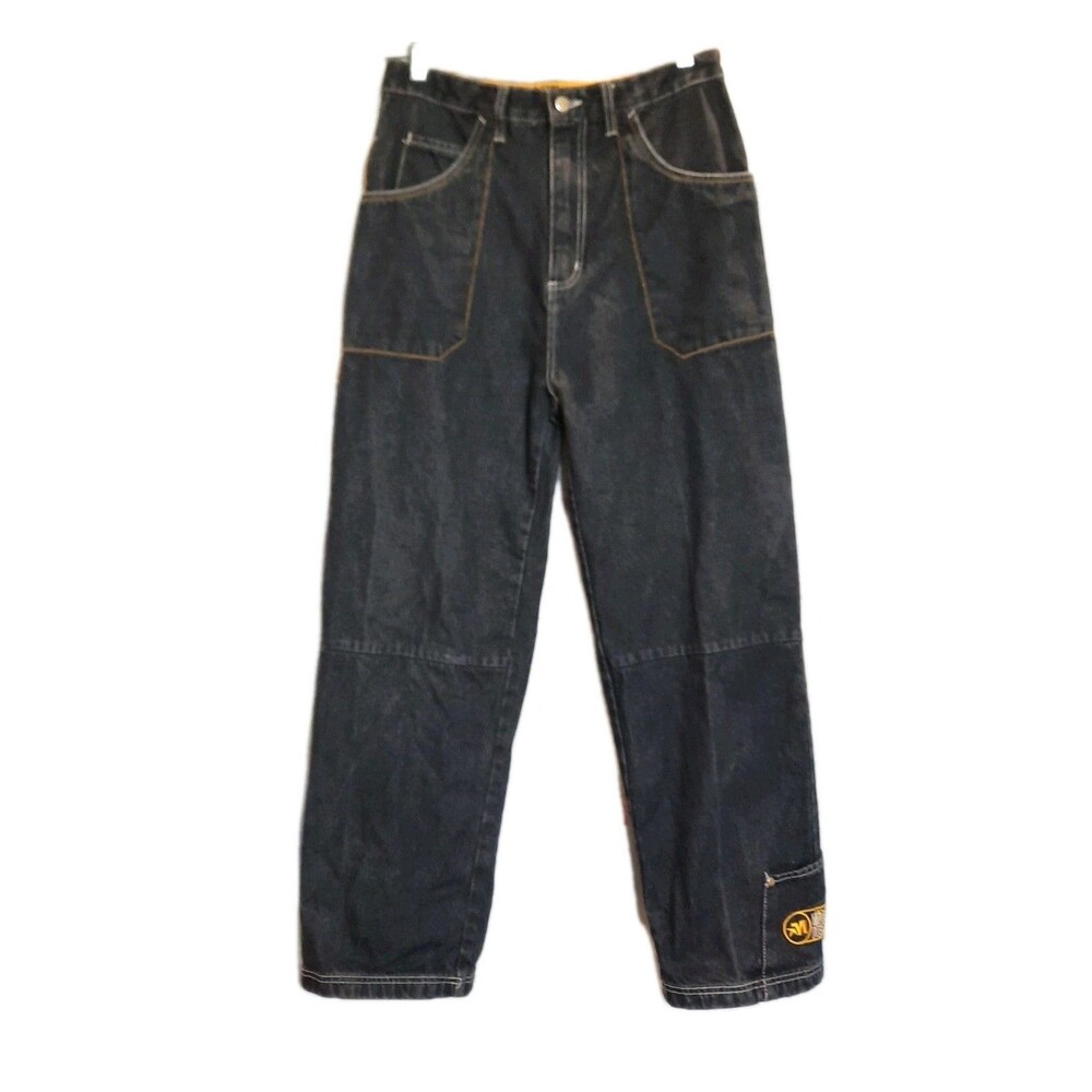 Rare VTG Mecca Denim Jeans Boys Youth Size 18 Y2K Hip Hop Embroidered Leg Pocket